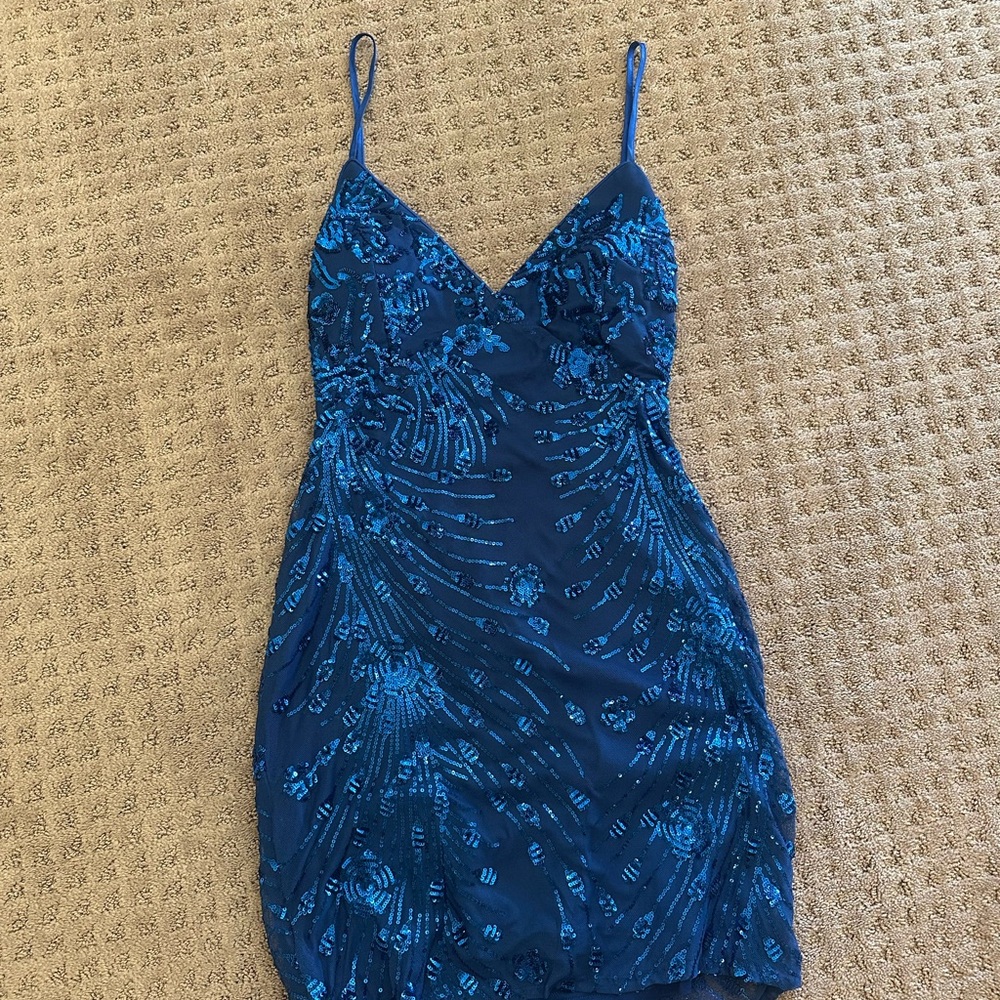 Lulu's Shimmering Blue Sequin Dress